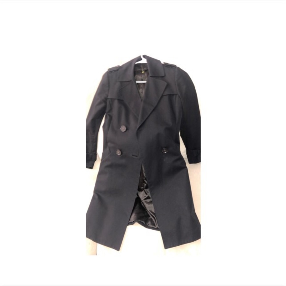Elie Tasharofi Rain Coat Jacket Trench Black